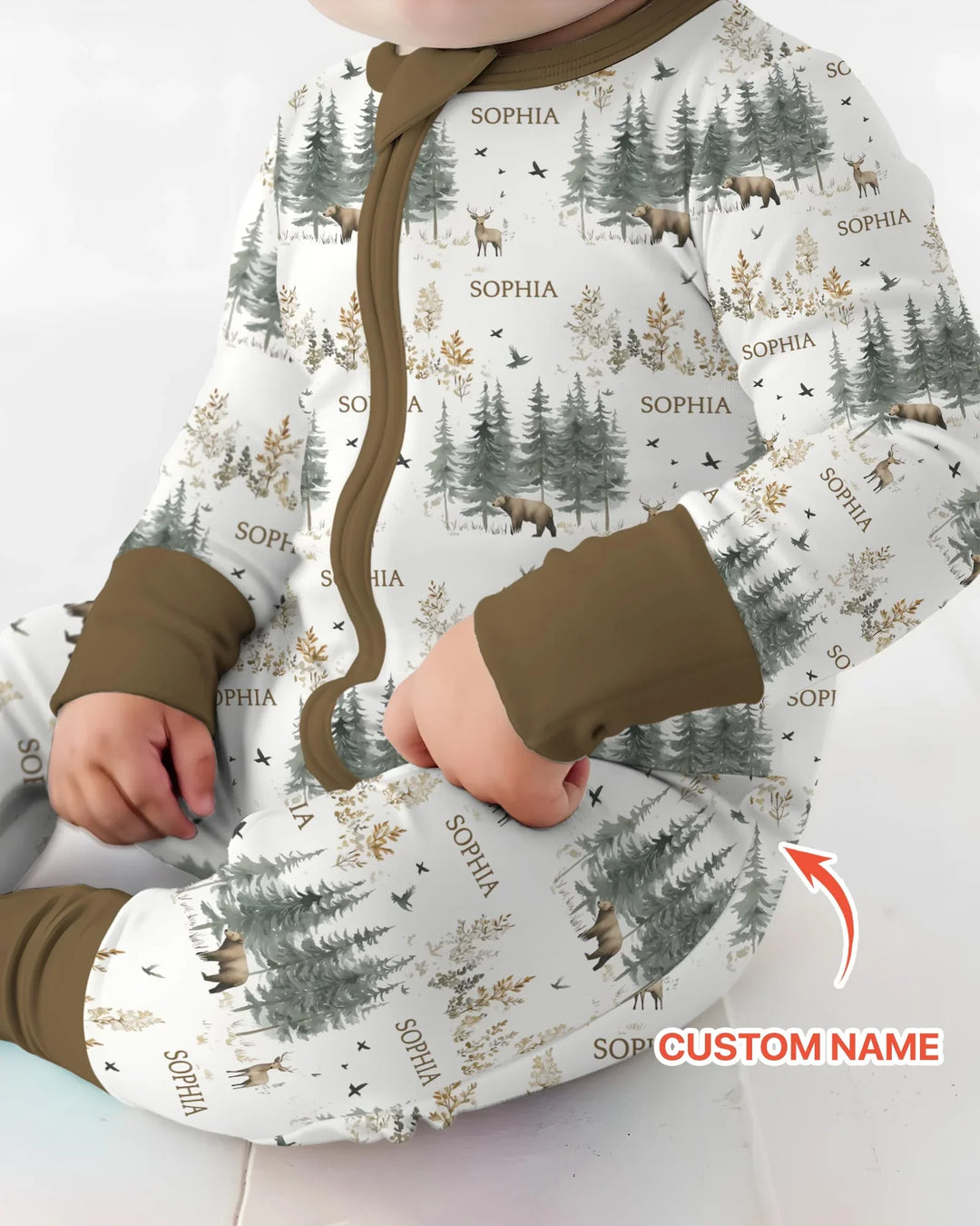 Custom Name Forest Bear Deer Bamboo Convertible Zippy