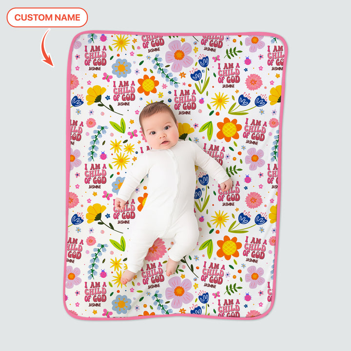 I Am A Child Of God Custom Name Girl Toddler Blanket