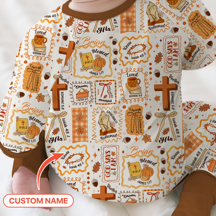 Custom Name I Am Thankful For Jesus Convertible Zippy , Custom Name I Am Thankful For Jesus Convertible Zippy - 0-3M