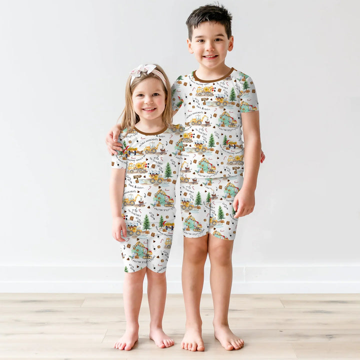 Template Zweiteiliges Pyjama-Set mit kurzen Ärmeln und Shorts