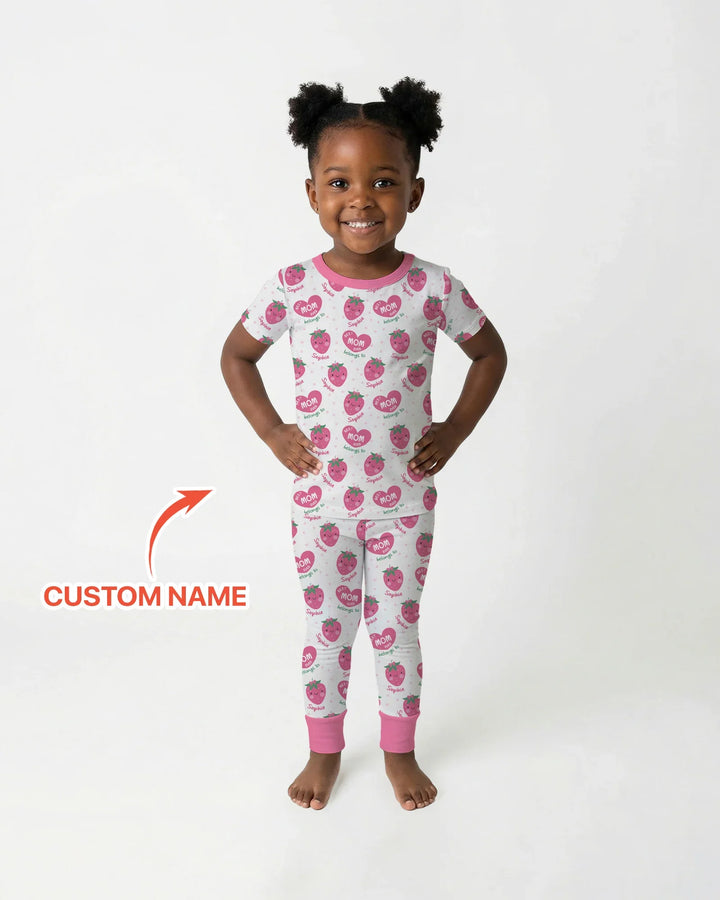 Custom Name Best Mom Ever Belongs to Bamboo Two Piece Short Sleeve Pajama Set