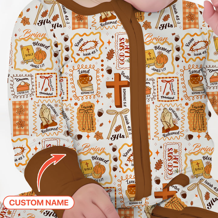 Custom Name I Am Thankful For Jesus Convertible Zippy , Custom Name I Am Thankful For Jesus Convertible Zippy - 0-3M