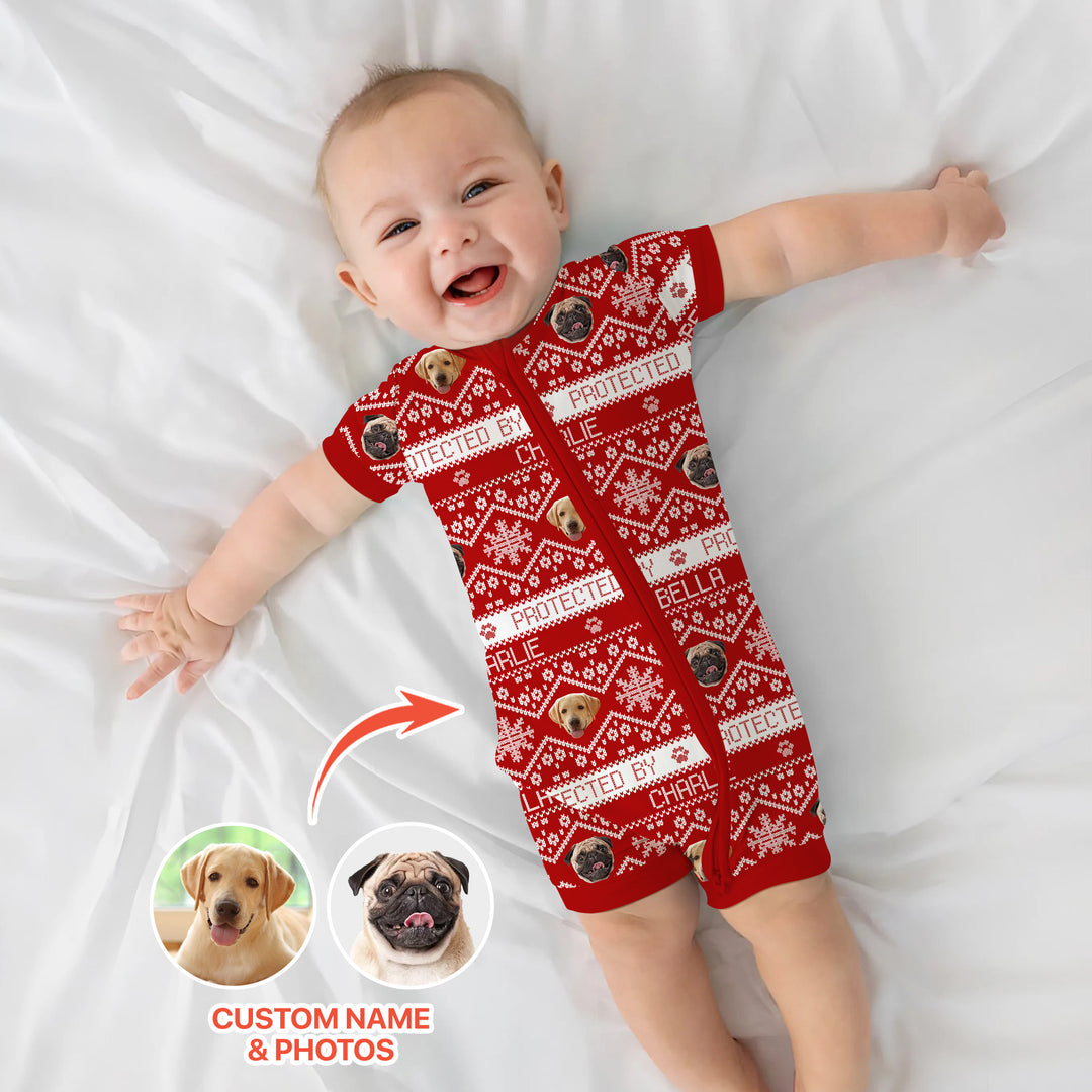 Custom Dog Photo Fair Isle Christmas Shorty Zippy