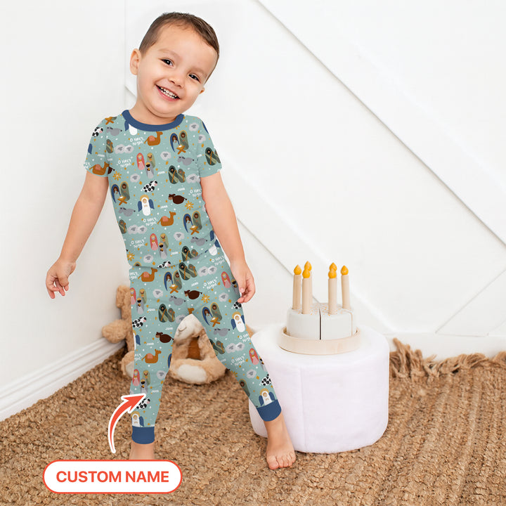 O Holy Night Custom Name Two Piece Short Sleeve Pajama Set