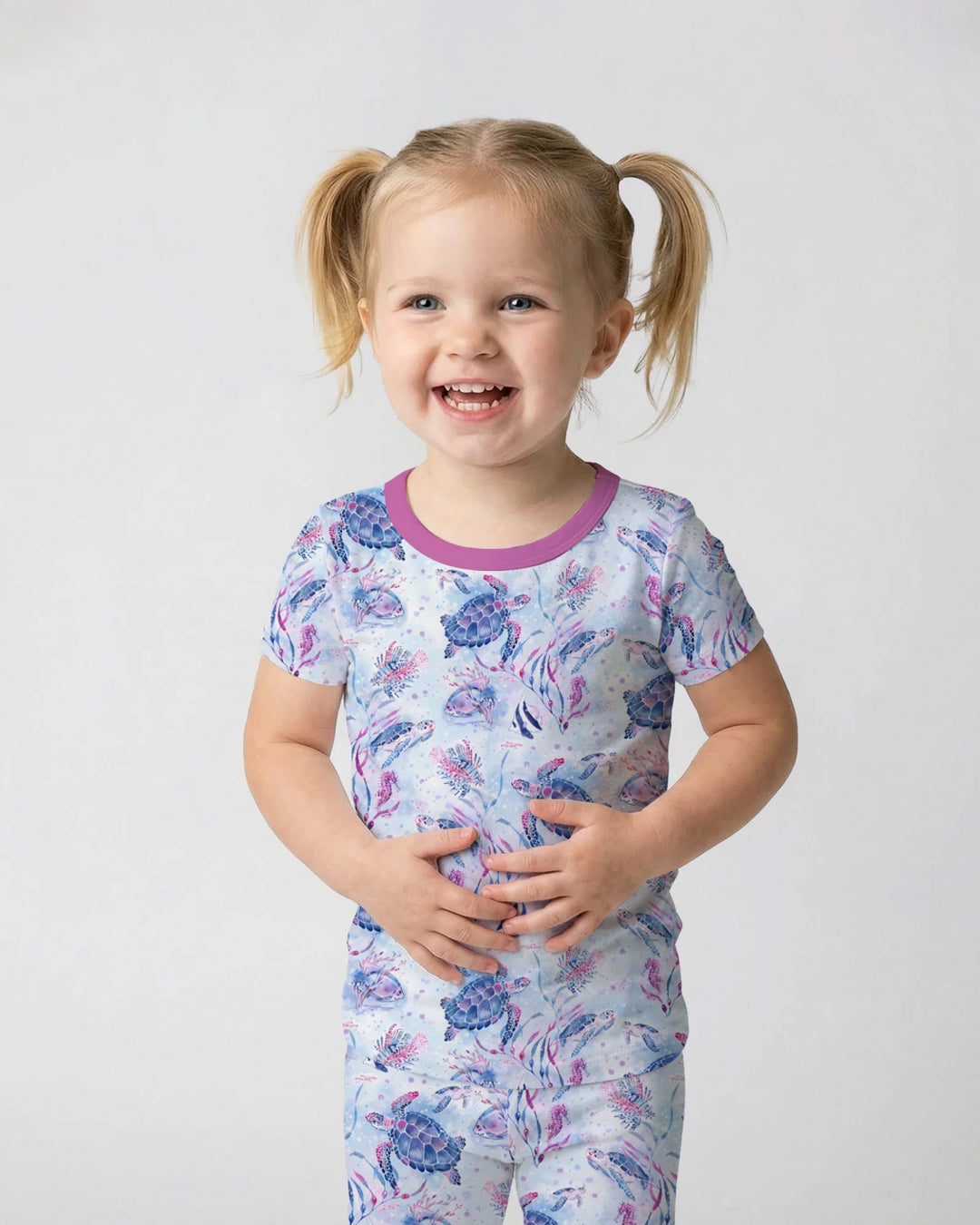 Little Turtles Family Matching Bamboo Two Piece Short Sleeve Pajama Set