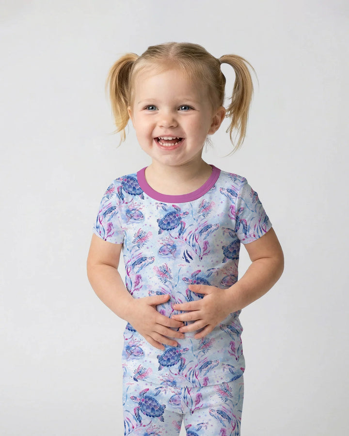 Little Turtles Family Matching Bamboo Two Piece Short Sleeve Pajama Set
