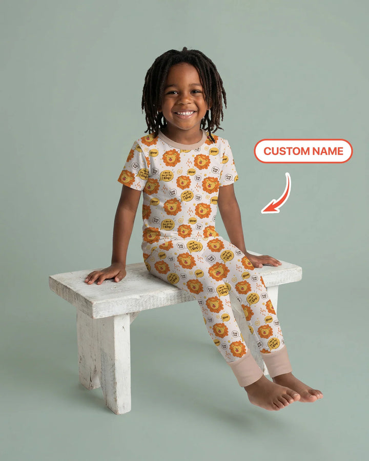 Soy Hijo Del Rey Pijama de dos piezas de manga corta con nombre personalizado
