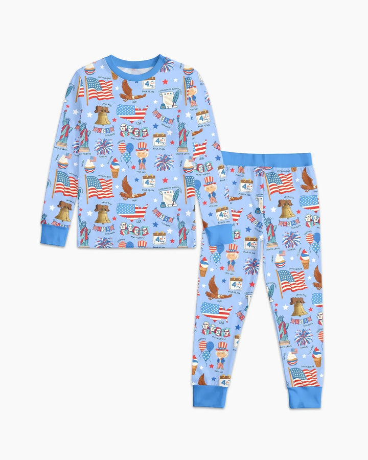 Zweiteiliges Langarm-Pyjama-Set mit Sommerfrüchten