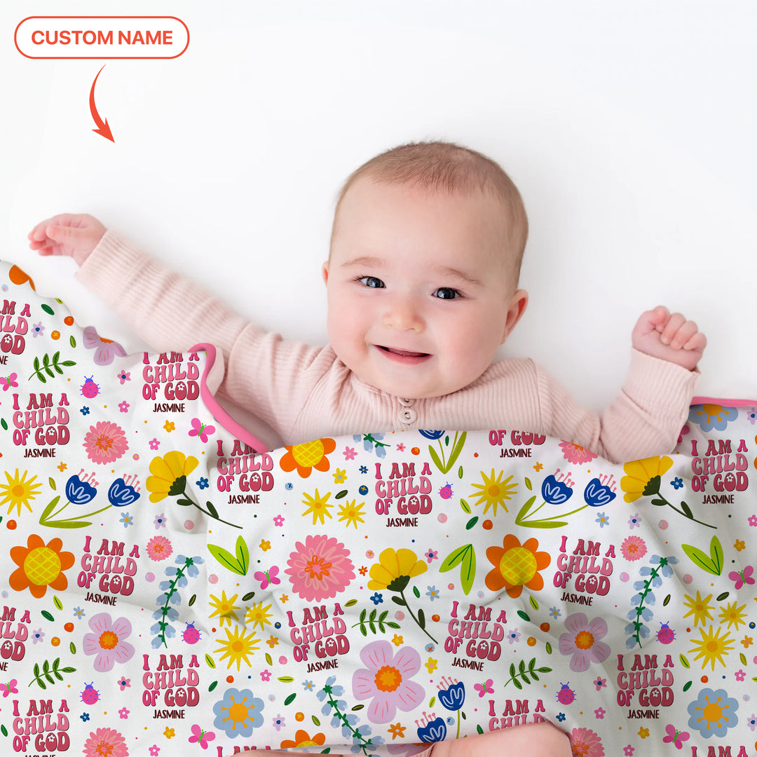 I Am A Child Of God Custom Name Girl Toddler Blanket