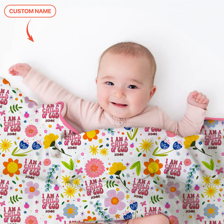 I Am A Child Of God Custom Name Girl Toddler Blanket