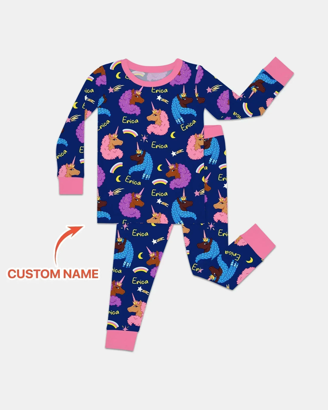 African Astro Unicorn Two Piece Long Sleeve Pajama Set