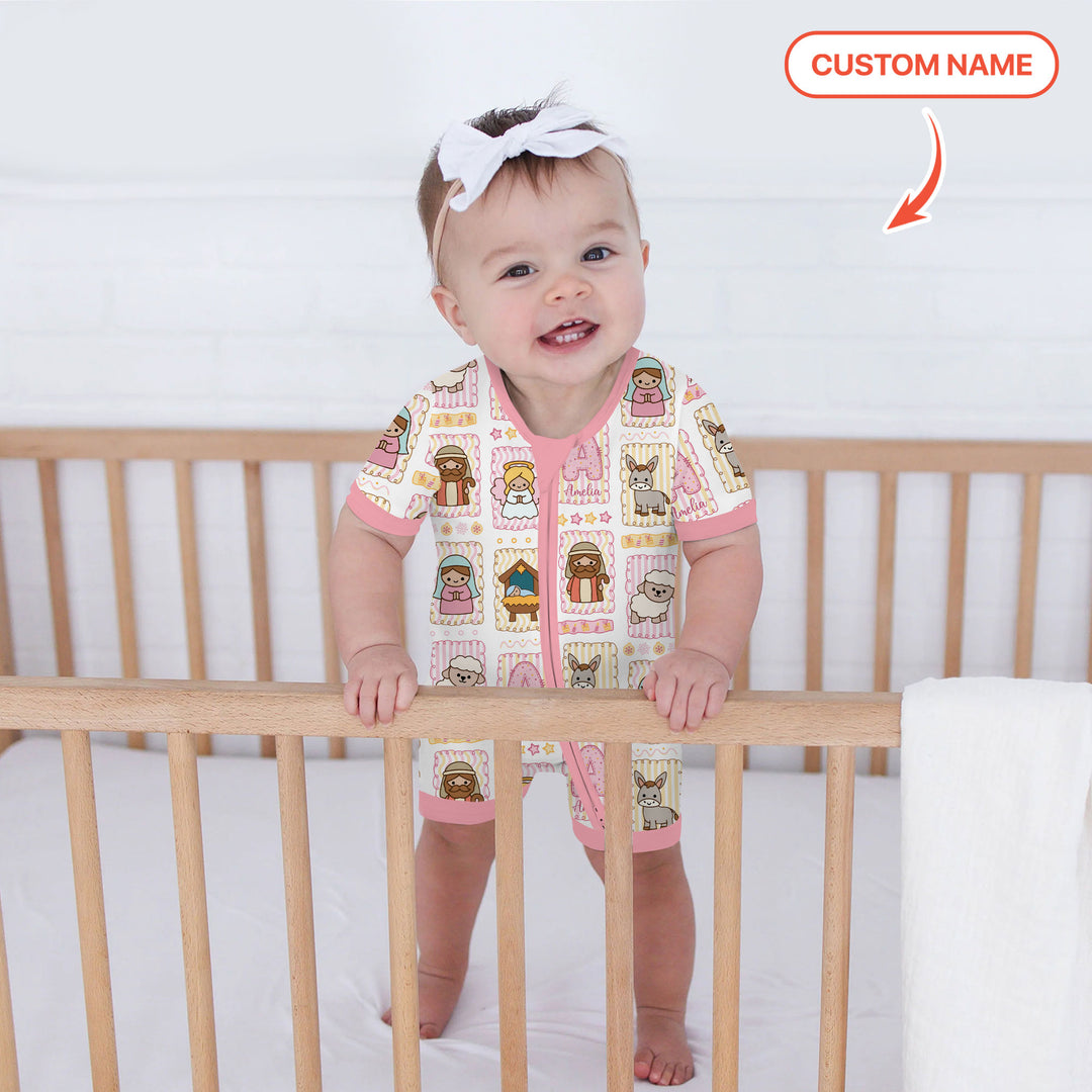 Custom Name Christmas Nativity Shorty Zippy