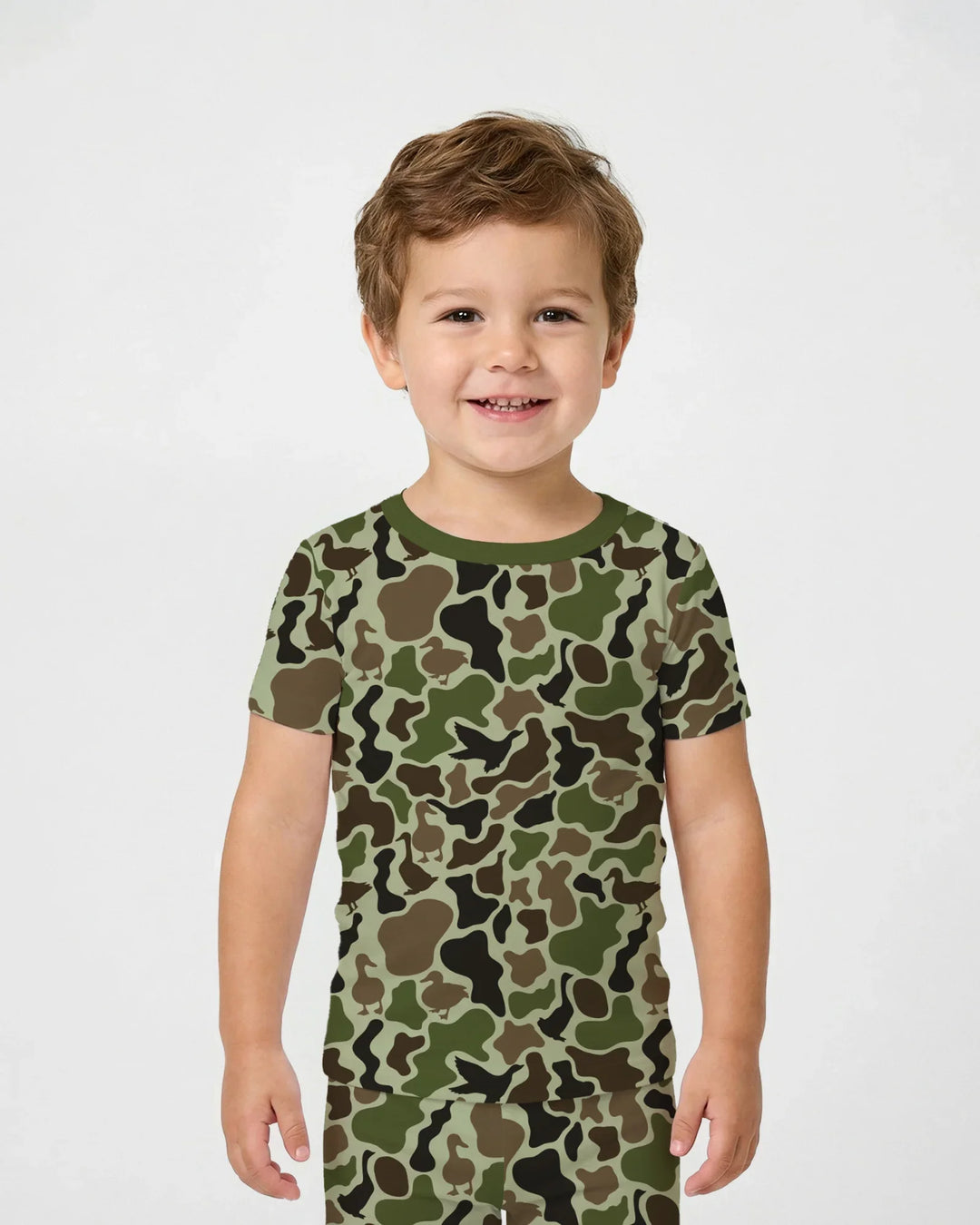 Mallard Duck Hunting Camouflage Bamboo Two Piece Short Sleeve Pajama Set