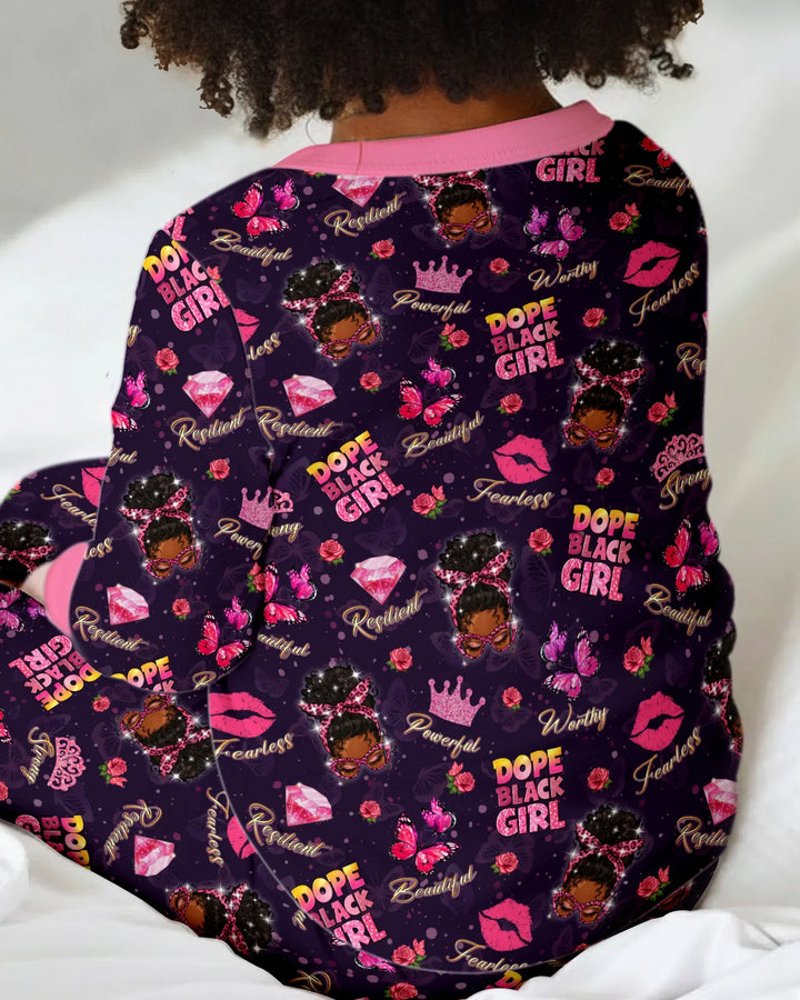 Dope Black Queen Bamboo Two Piece Long Sleeve Pajama Set