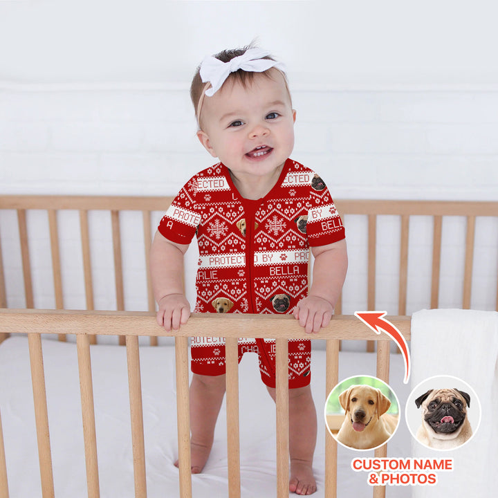 Custom Dog Photo Fair Isle Christmas Shorty Zippy