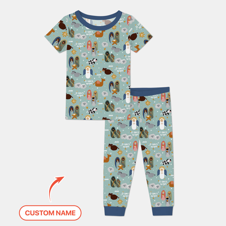 O Holy Night Custom Name Two Piece Short Sleeve Pajama Set