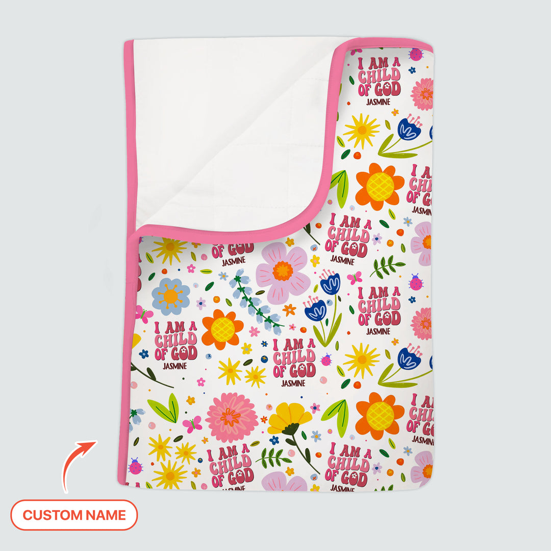 I Am A Child Of God Custom Name Girl Toddler Blanket