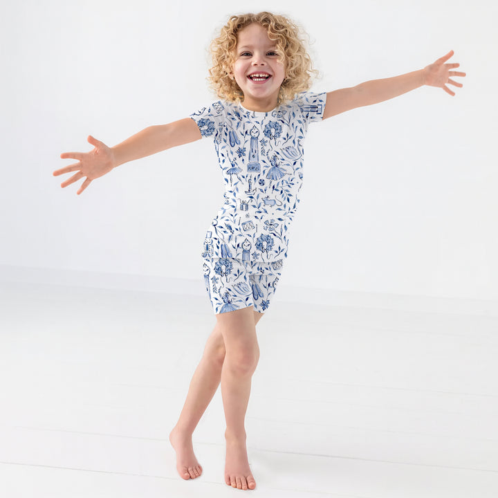 Christmas Nutcracker Toile Two Piece Short Sleeve Shorts Pajama Set