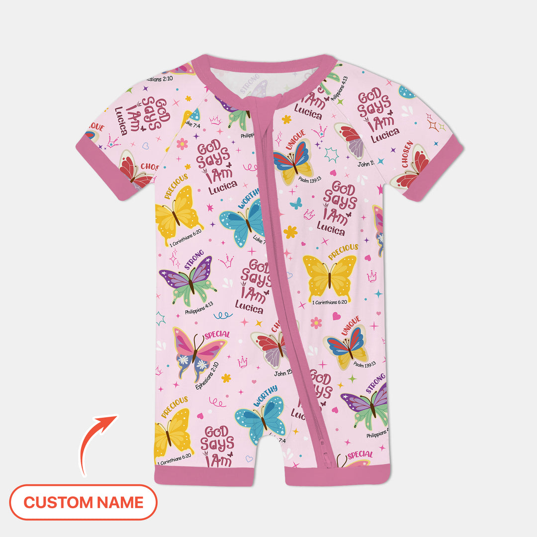 God Says I Am Custom Name Girl Version Shorty Zippy