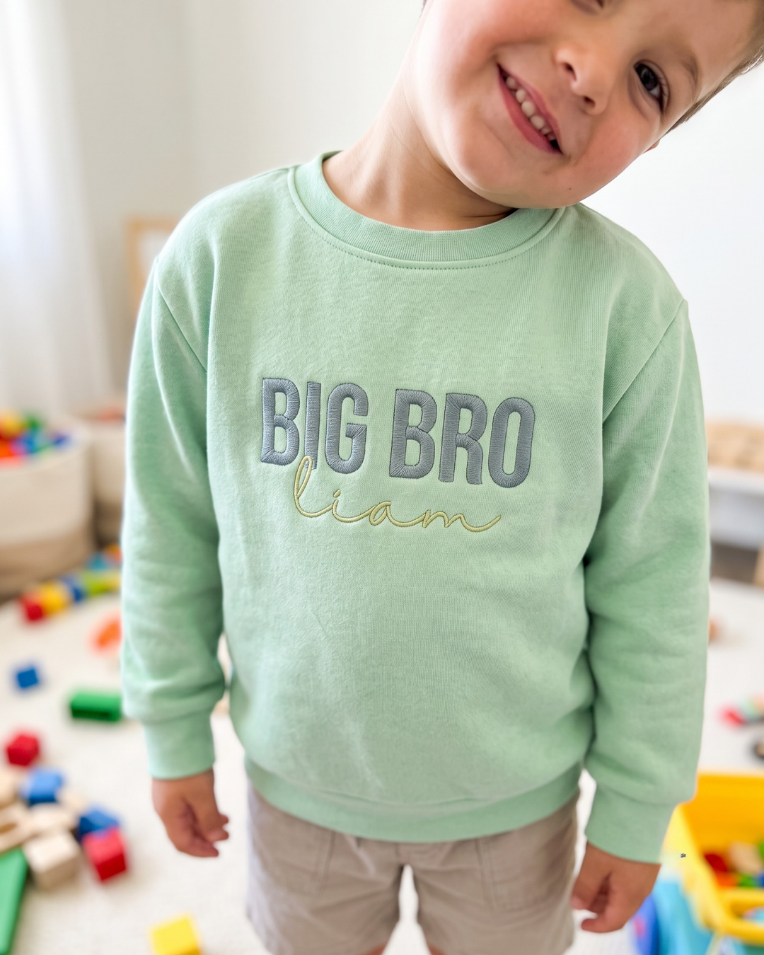 Custom Name Big Brother Club Embroidered Bamboo Crewneck Sweatshirt