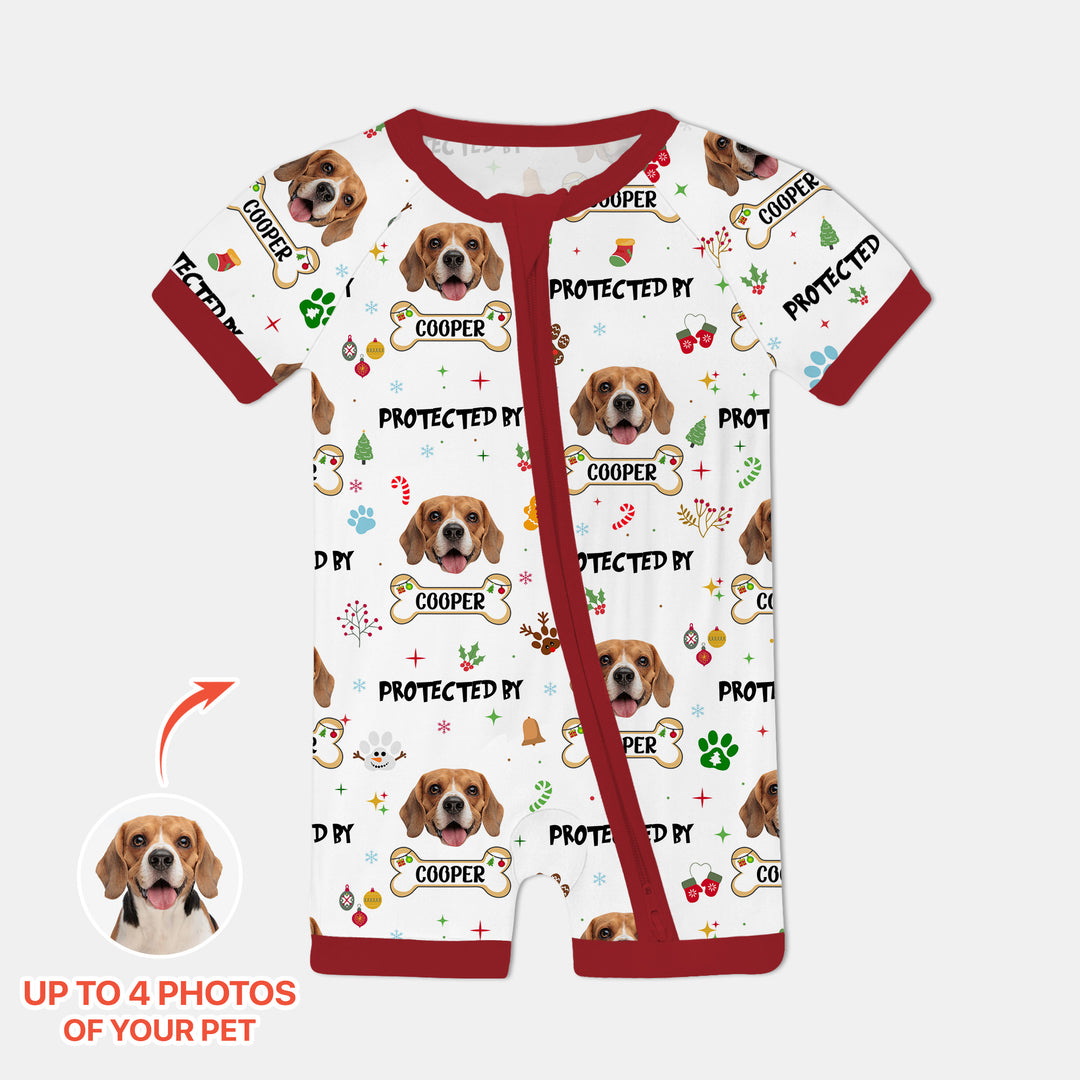 Custom Dog Photo "Protected By" Christmas Shorty Zippy