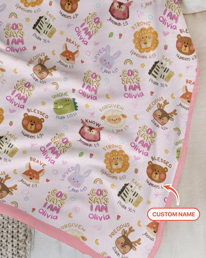 God Says I Am — Little Flock Custom Name Blanket