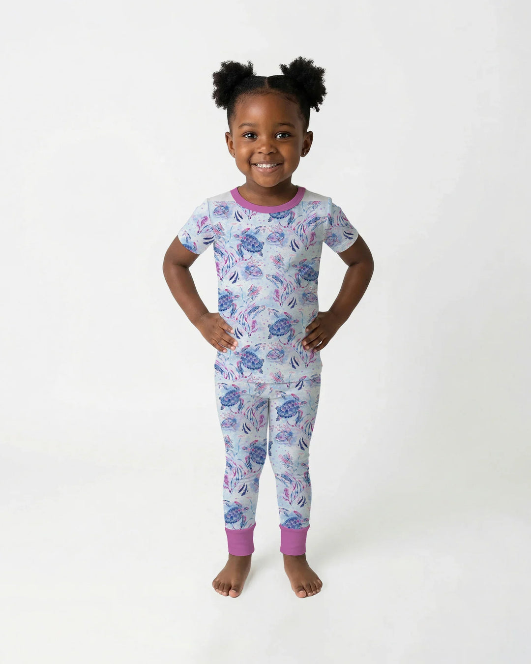 Little Turtles Family Matching Bamboo Two Piece Short Sleeve Pajama Set