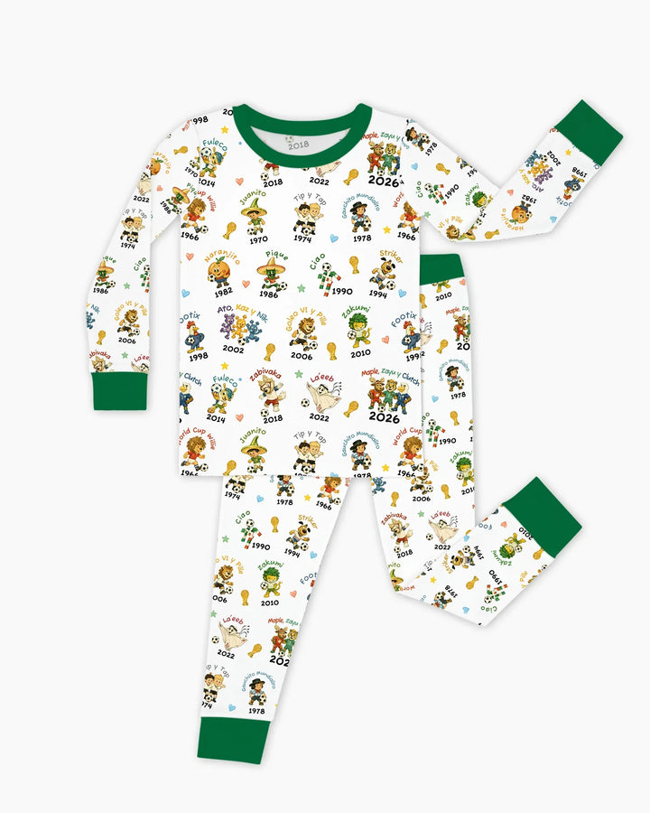 Soccer cup Mascots Bamboo Two Piece Long Sleeve Pajama Set