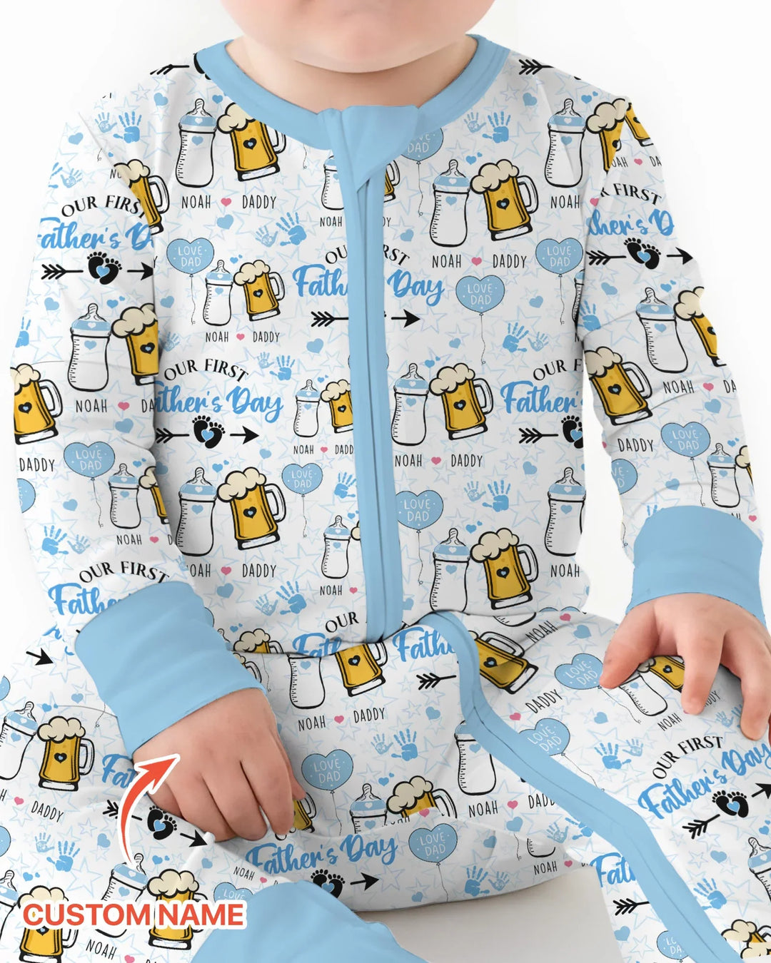 Custom Name First Father's Day Drink Bamboo Convertible Zippy