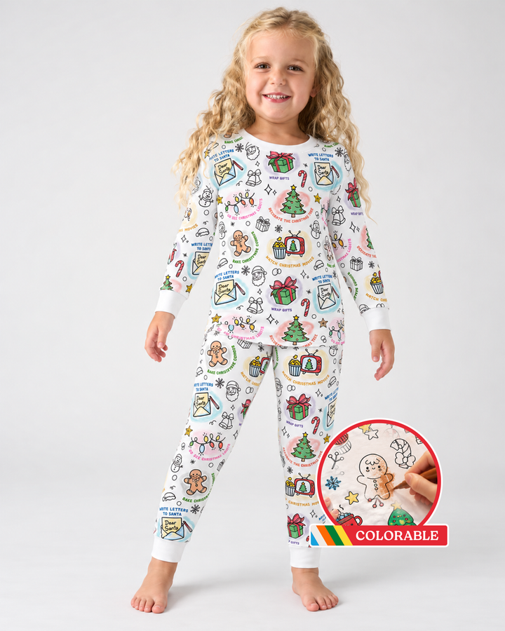 Christmas Activities Colorable Bamboo Two Piece Long Sleeve Pajama Set