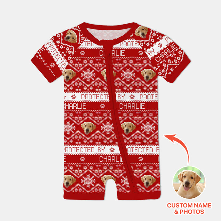 Custom Dog Photo Fair Isle Christmas Shorty Zippy