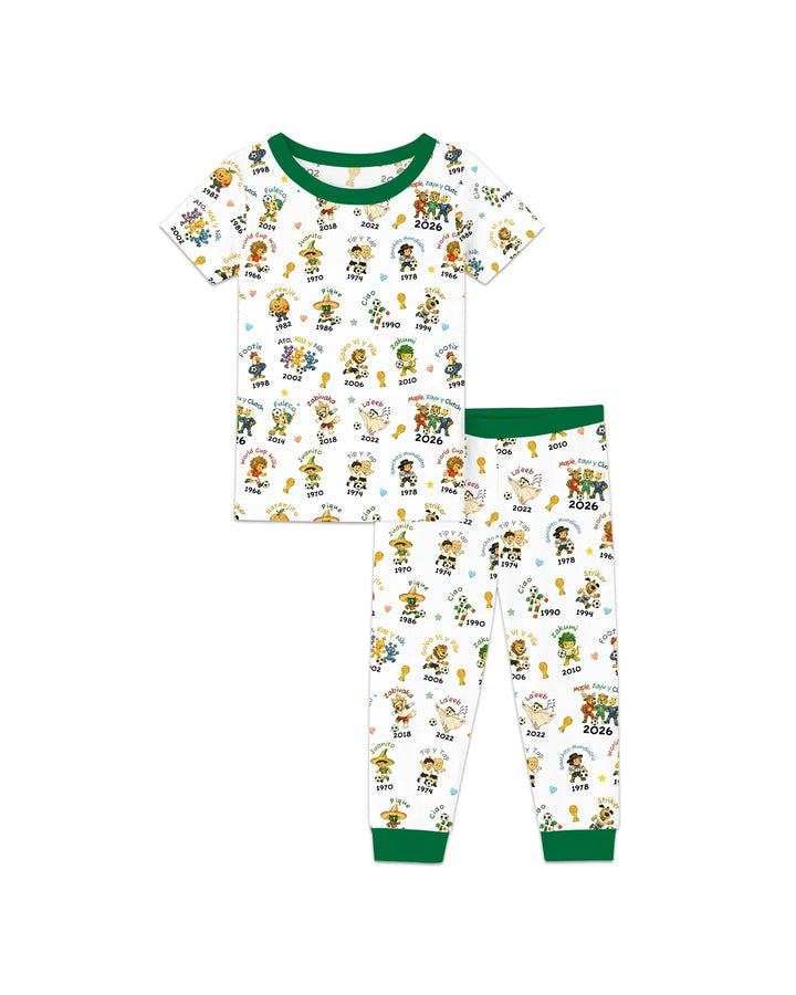 Soccer cup Mascots Bamboo Two Piece Short Sleeve Pajama Set