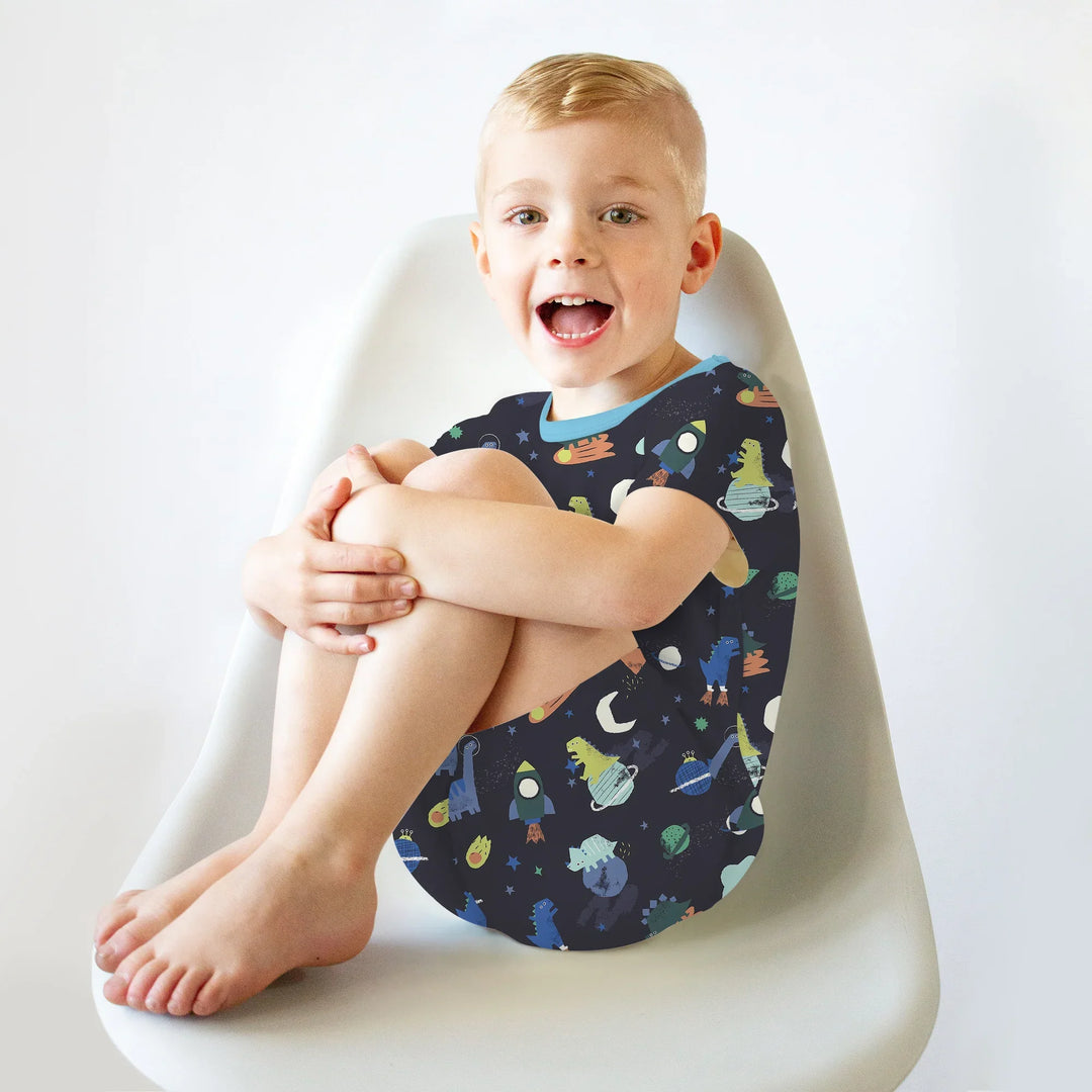 Dinosaurs Astronauts Short Sleeve Shorts Pajama Set