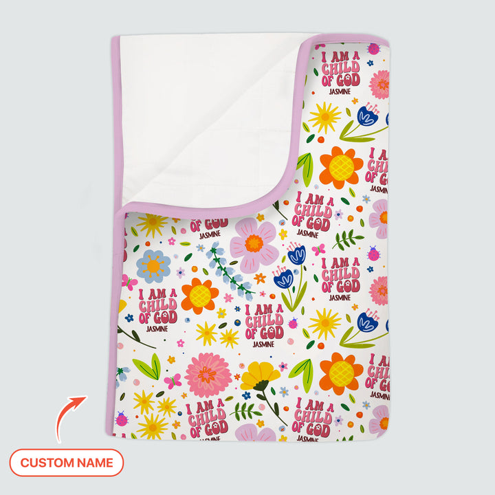 I Am A Child Of God Custom Name Girl Toddler Blanket