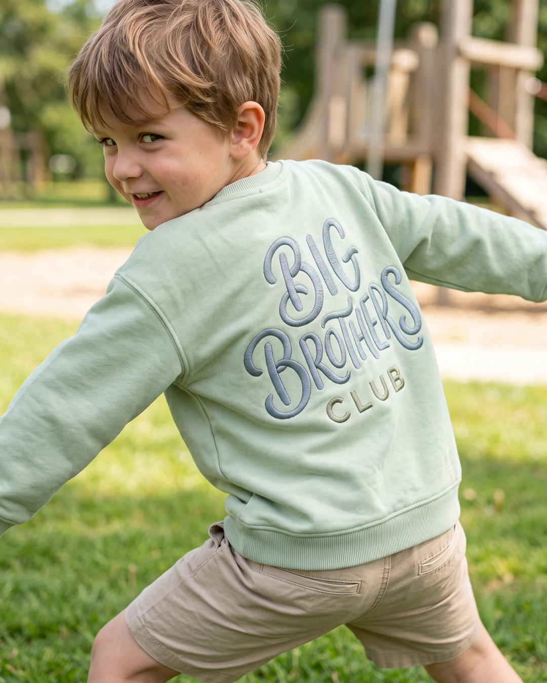 Custom Name Big Brother Club Embroidered Bamboo Crewneck Sweatshirt