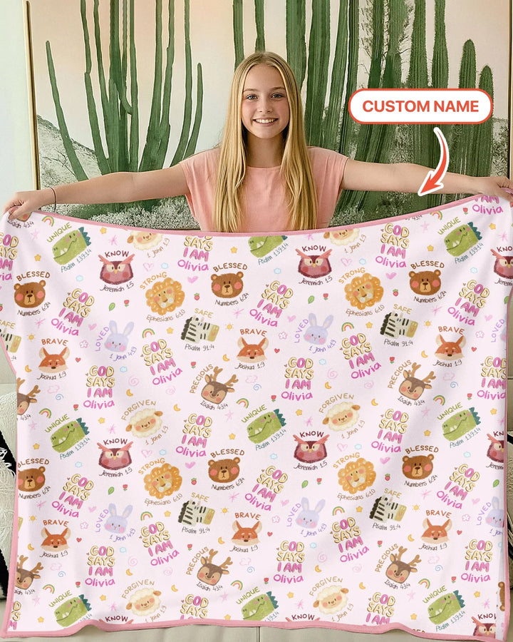 God Says I Am — Little Flock Custom Name Blanket