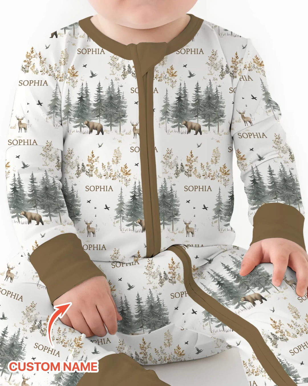Custom Name Forest Bear Deer Bamboo Convertible Zippy