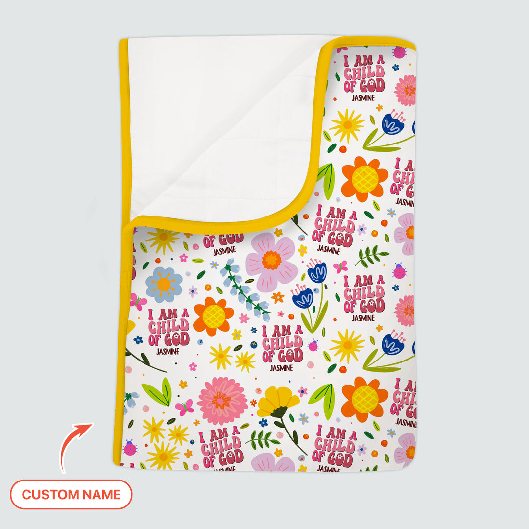 I Am A Child Of God Custom Name Girl Toddler Blanket