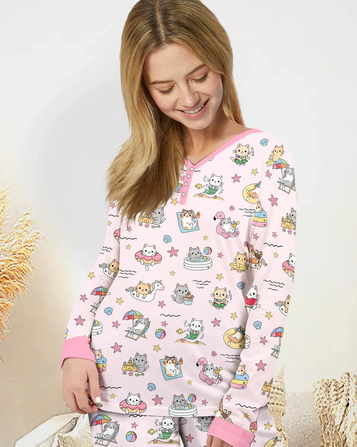Plantilla de conjunto de pijama de mujer de bambú
