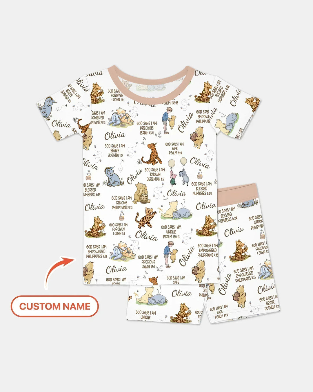 God Says I Am Classic Bear Two Piece Short Sleeve Shorts Pajama Set