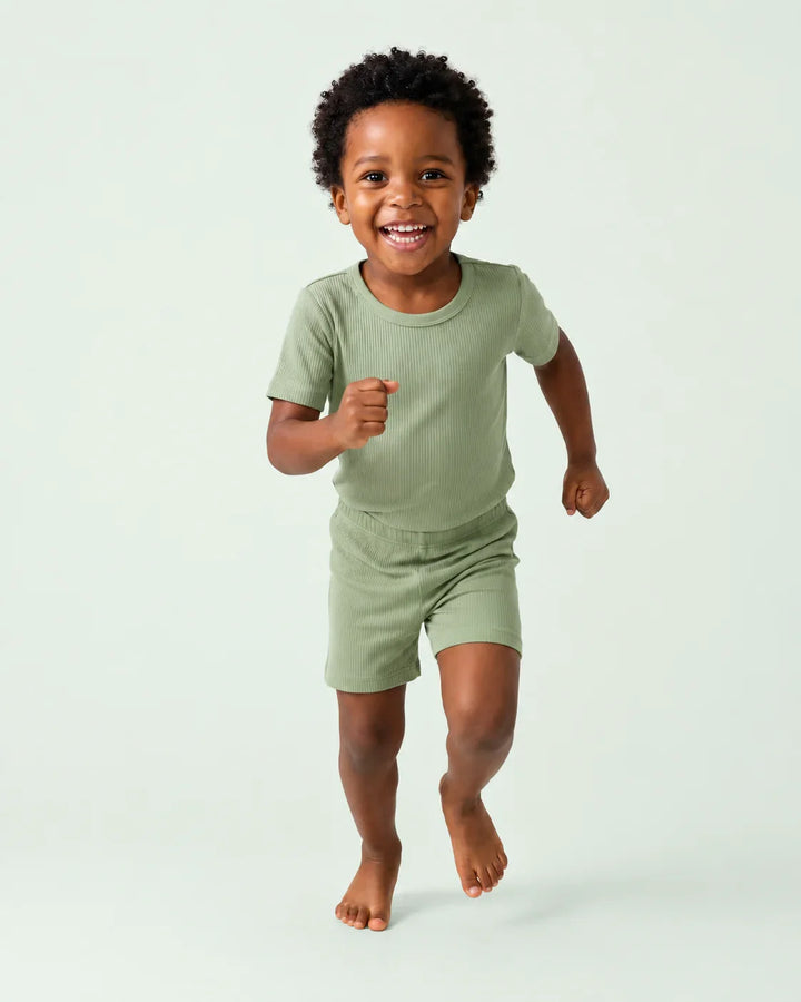 Ribbed Bamboo Two Piece Short Sleeve Pajama Set