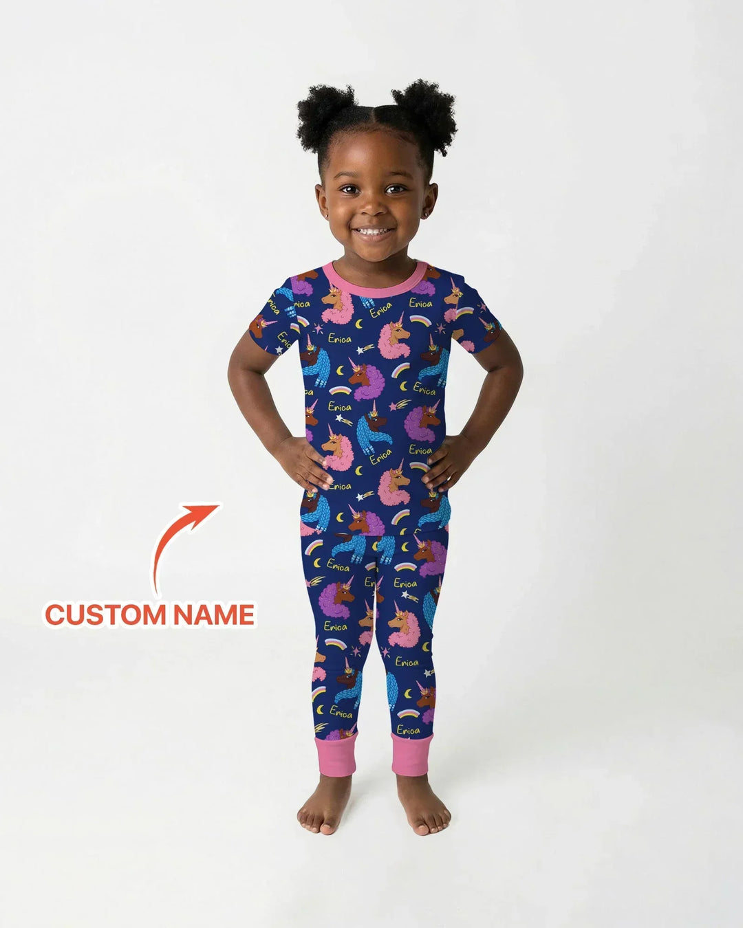 African Astro Unicorn Two Piece Short Sleeve Pajama Set