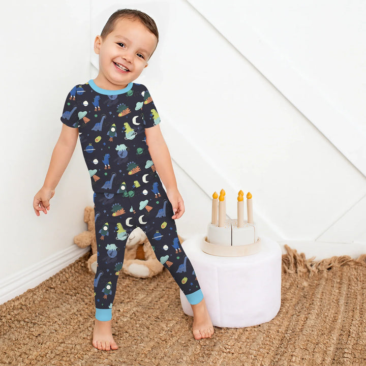 Dinosaurs Astronauts Two Piece Short Sleeve Pajama Set