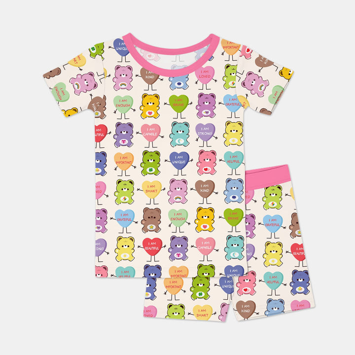 Rainbow Bears Affirmation Two Piece Short Sleeve Shorts Pajama Set