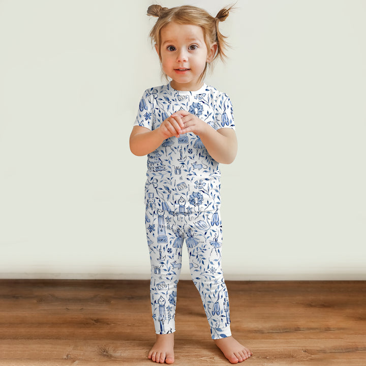 Christmas Nutcracker Toile Two Piece Short Sleeve Pajama Set