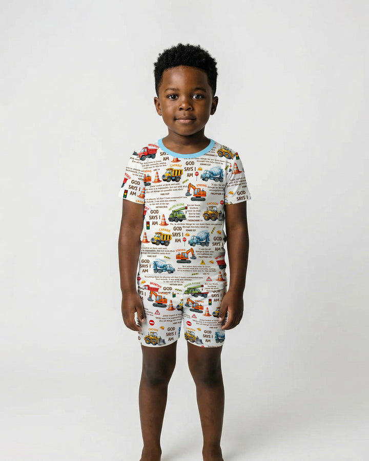Template Zweiteiliges Pyjama-Set mit kurzen Ärmeln und Shorts