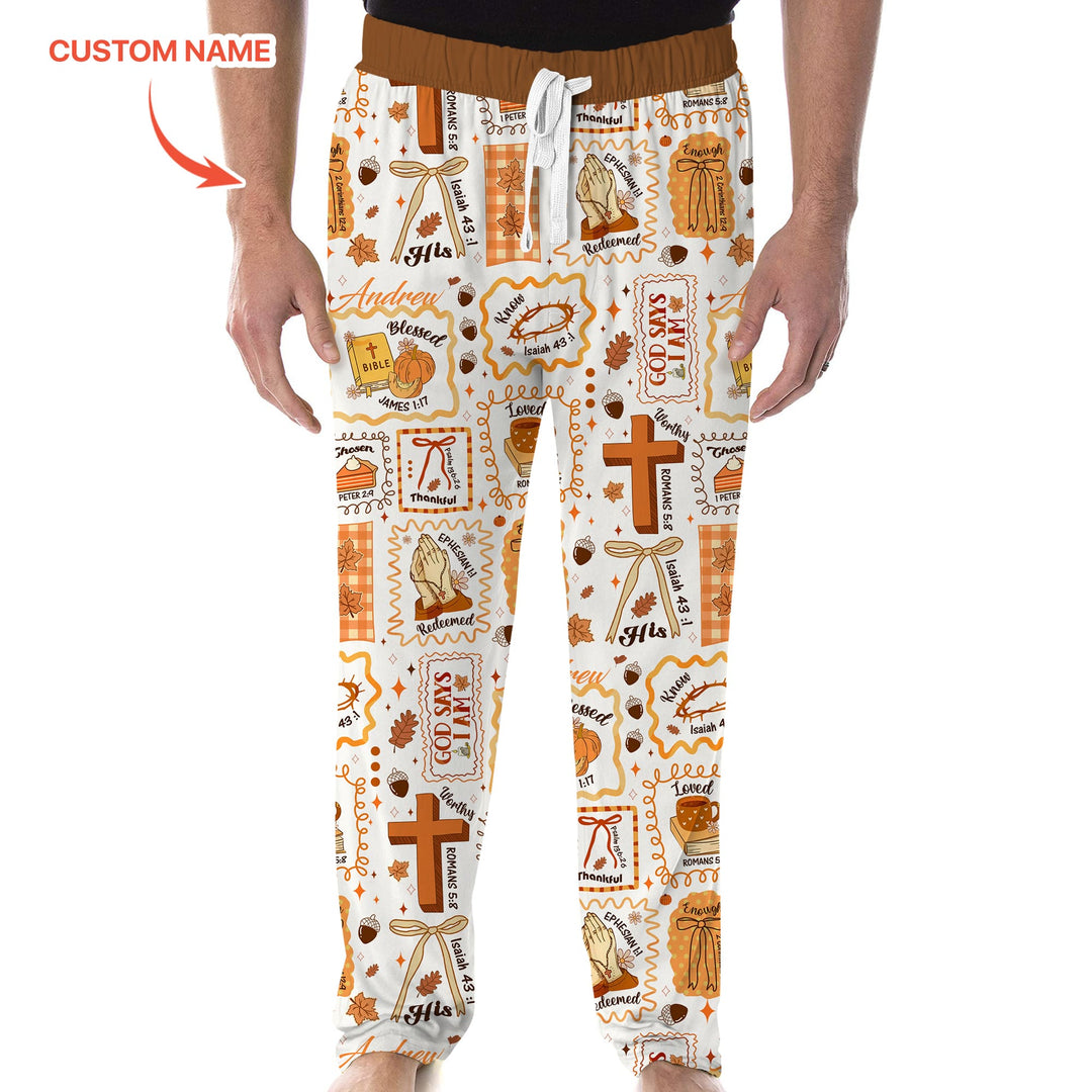 Custom Name I Am Thankful For Jesus Men's Pajama Set , Custom Name I Am Thankful For Jesus Men's Pajama Set - Only Shirt / XS