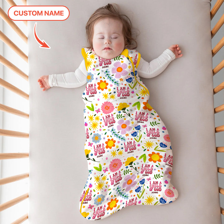 I Am A Child Of God Custom Name Girl Sleep Bag