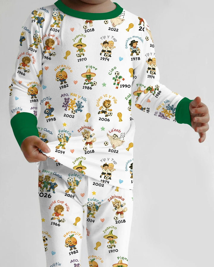 Soccer cup Mascots Bamboo Two Piece Long Sleeve Pajama Set