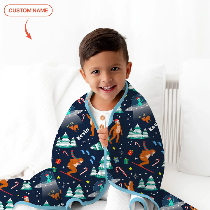 Custom Christmas Bigfoot Toddler Blanket